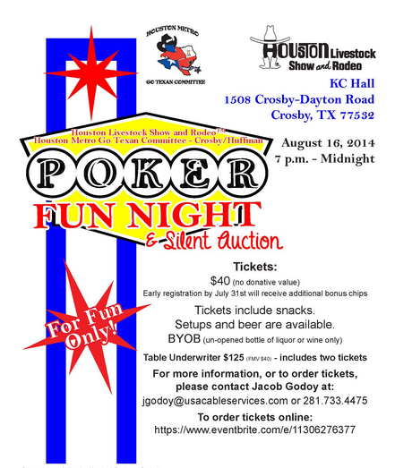 Enjoy Poker Night and Silent Auction with the Houston Rodeo!
