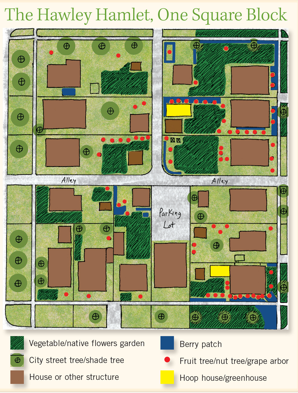 Source: Mother Earth News, The edible landscapes of Hawley Hamlet Square Block